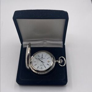 Charles Hubert Chrome-Finish White Dial with Three Hands Pocket Watch